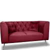 Sofa skandynawska dwuosobowa na wysokich metalowych nogach, sofa pikowana w guziki kryształowe - Kare 2-osobowa